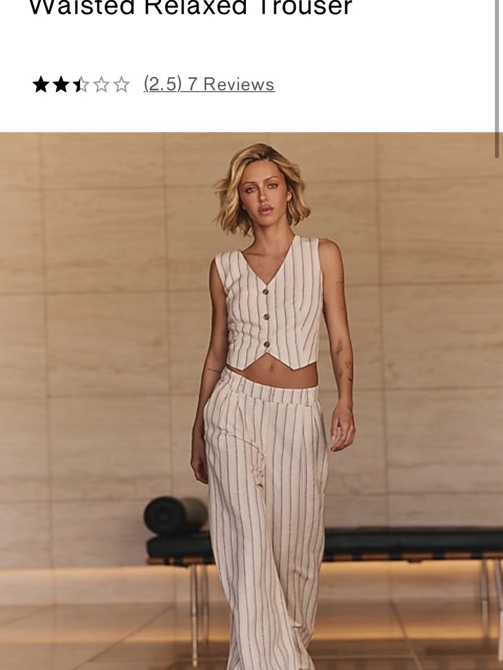 Express Cream and Brown Striped Wide Leg Pants
